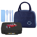 Star Babies Insulated Mini Lunch Bag with 5 Compartment Lunch Box and Fork-Spoon Set- Blue