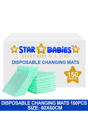 Star Babies  Disposable Changing Mats  60x60cm- Pack of 150 -Green