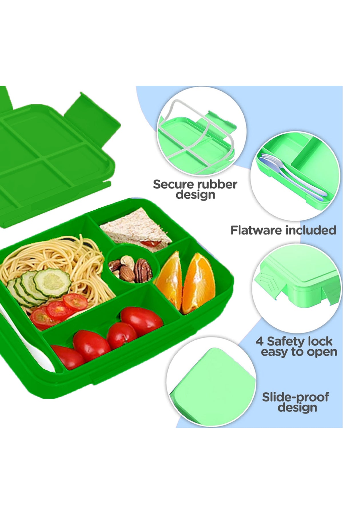 Star Babies Set of 4 – Jungle Green Theme 16" School Bag, 4-Compartment Lunch Box, Insulated Lunch Bag, 500ml Water Bottle