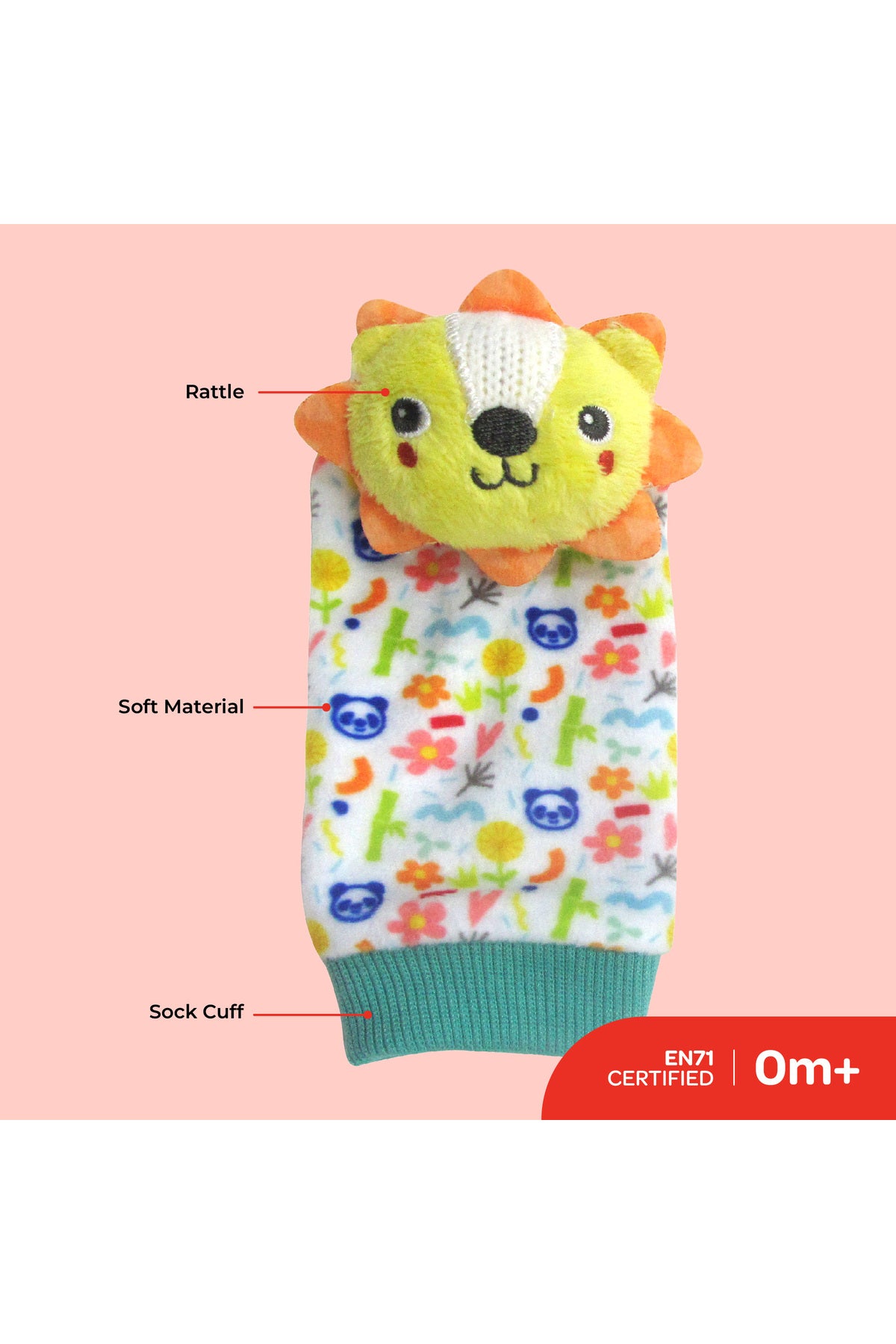 MOON Tiny Tots Foot Rattle for Growing Babies and Toddlers (0m+)-Multi Coolor