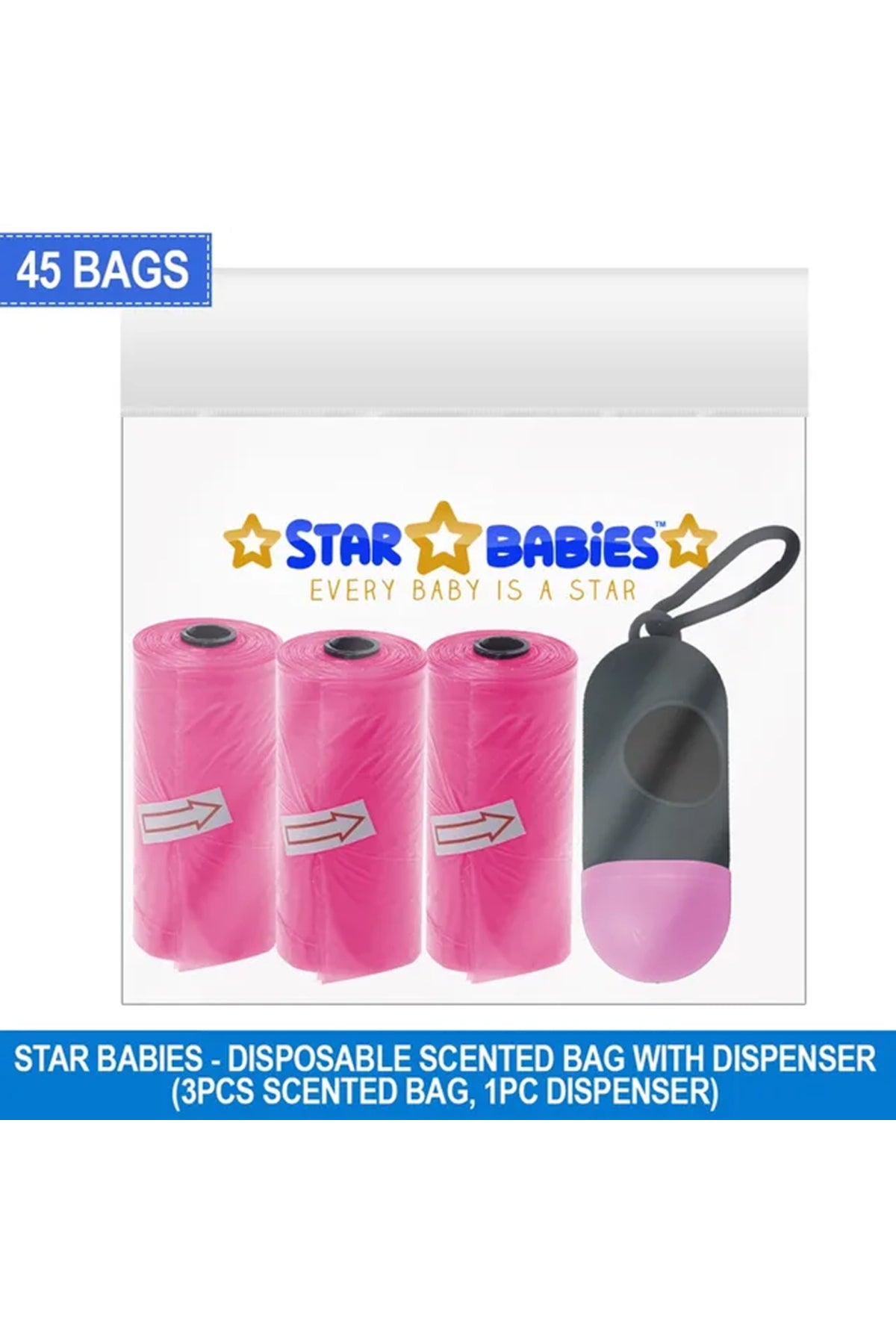 Sunbaby Star Babies Scented Bag Pack of 3 with Dispenser - Pink