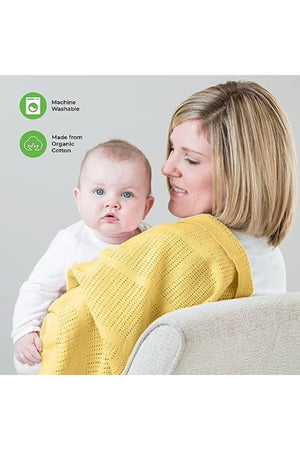 MOON Organic Cellular Blanket 75 X 100 cm – for 0 Months+ -Yellow