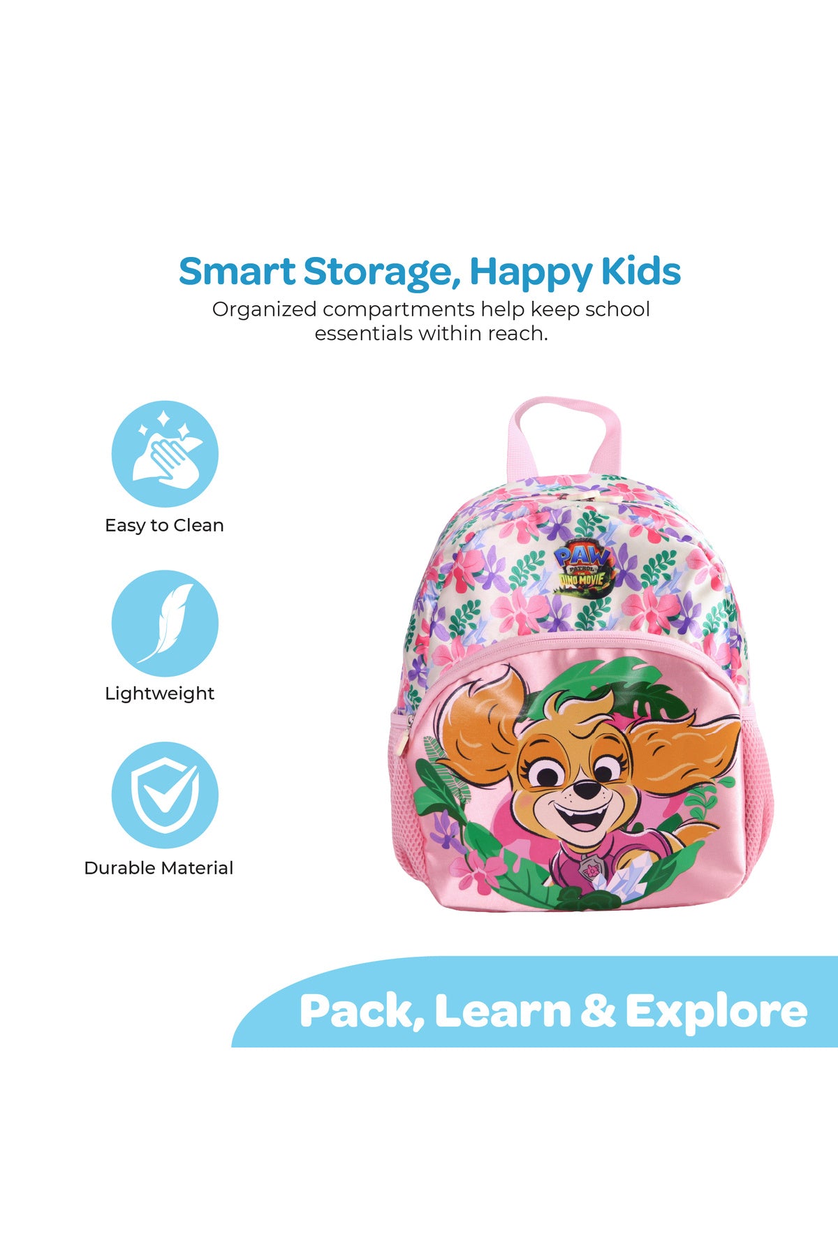 MOON Licensed PAW PATROL 3 in 1 Kids Backpack Set  - (13-Inch) Premium Kids School Bag with Lunch Bag & Pencil Case-Pink