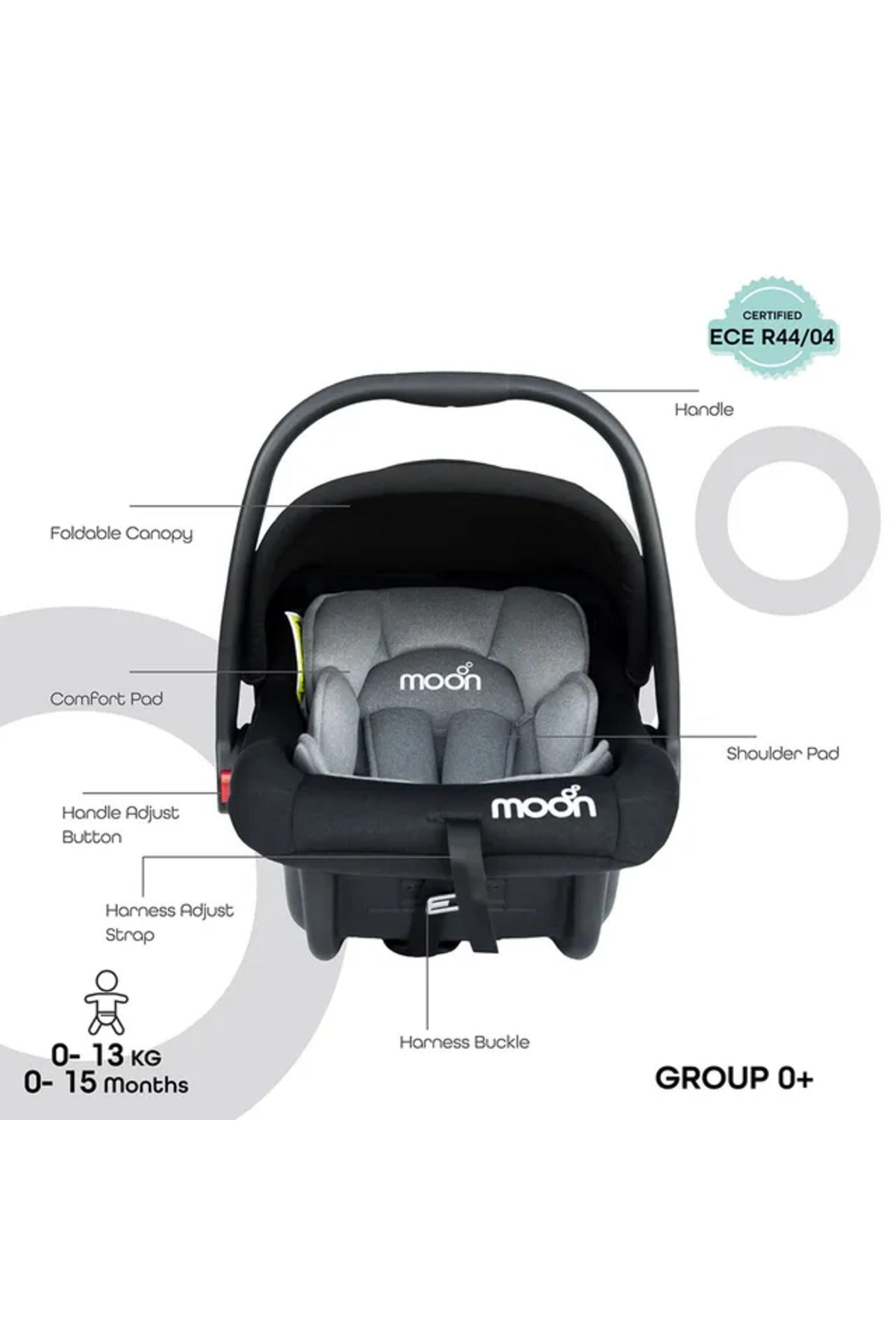 MOON Kido Baby Booster Car Seat with isofix- Grey
