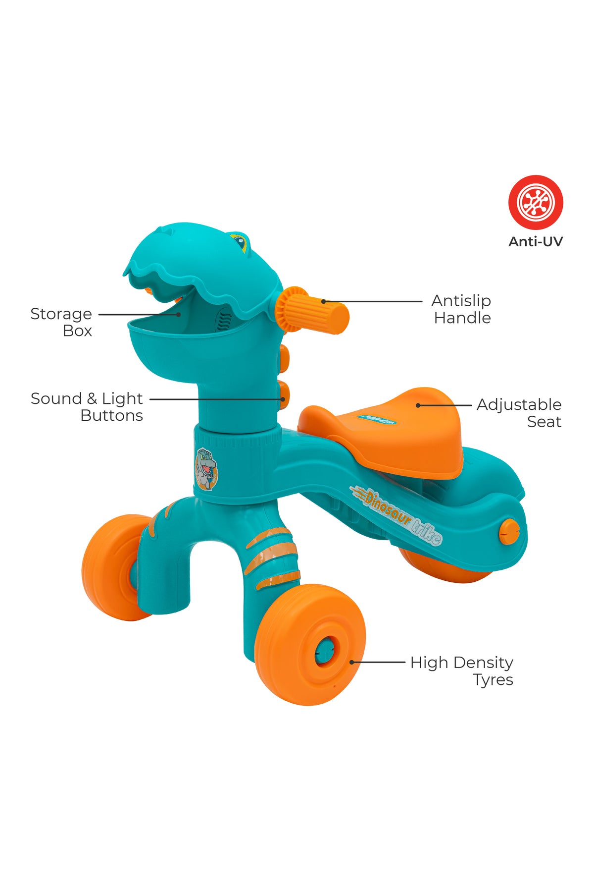 MOON Dino trike Baby Balance Bike with front storage space-12-36 Months,Blue