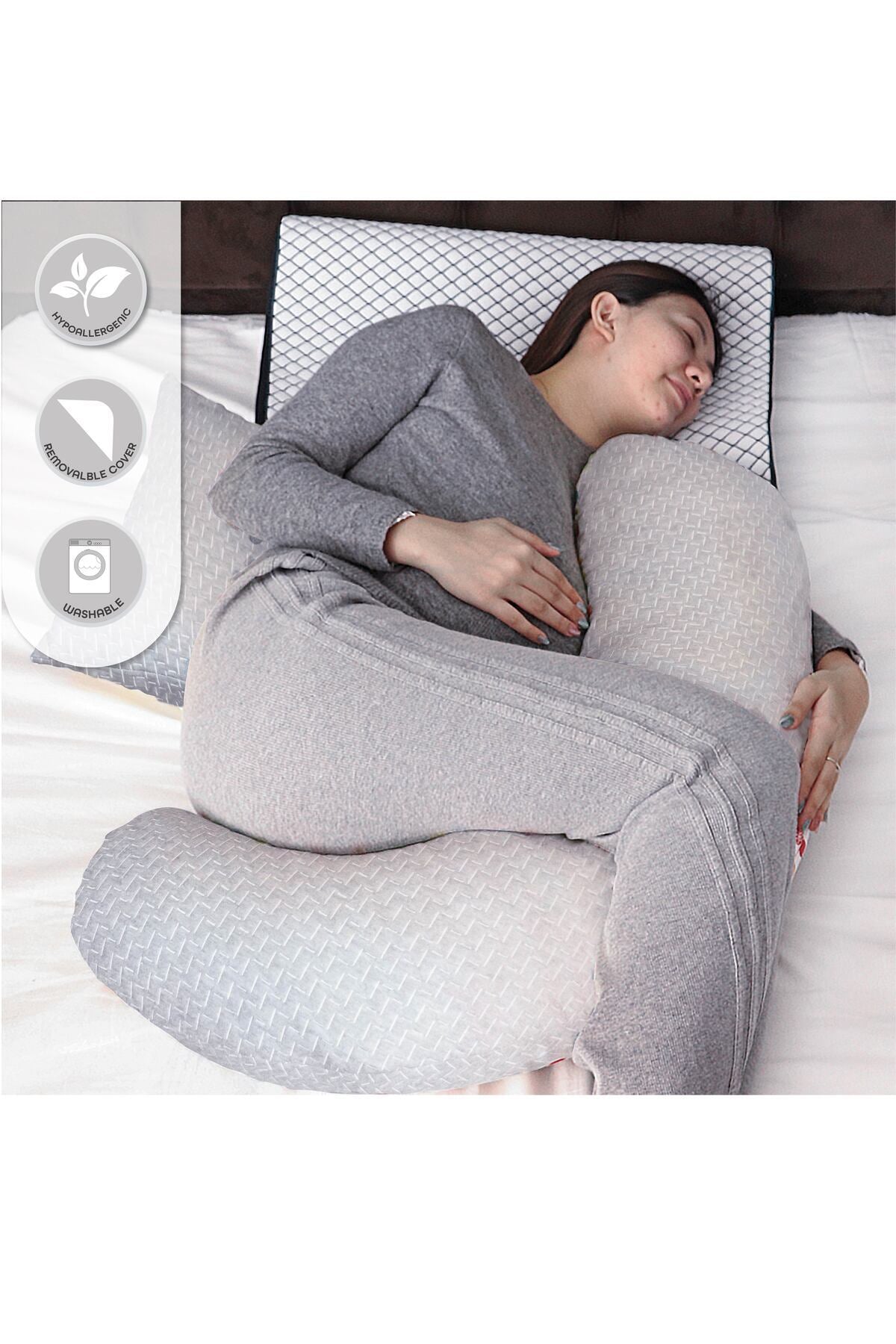 MOON  Bamboo Multi-Position Pregnancy Pillow - Grey