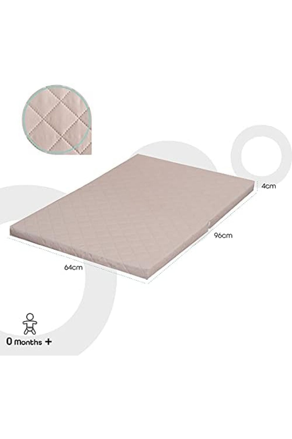 MOON  Two fold Travel Cot Mattress - Beige