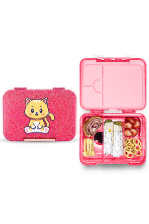 Cocobee Kitten Bento Lunch Box – 6 Compartments, Leakproof, Microwave Safe, Lightweight – 1L – Age 3+(Pink Color)