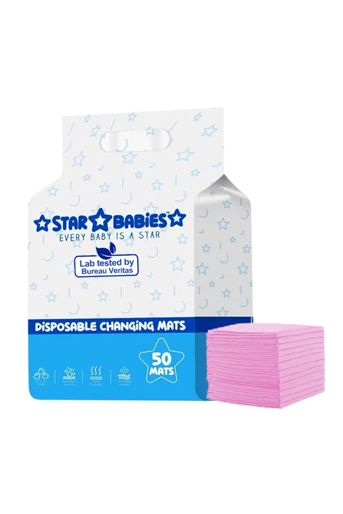 Star Babies - Disposable Changing Mat - Pack of 50 - Pink
