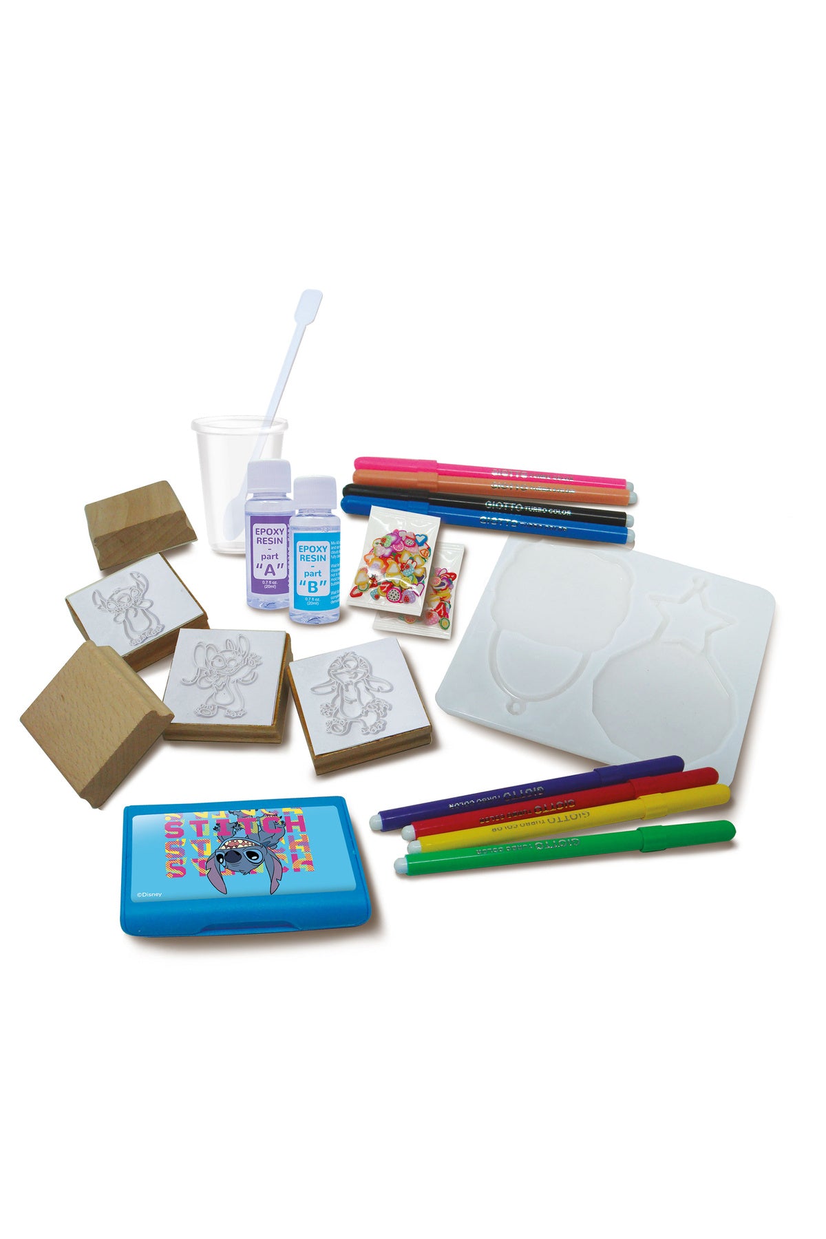 Multiprint Stitch Crystal Art Kit – Includes 2 Charms, 8 Markers, 5 Stampers, Ink Pad, Epoxy Resin Mix, Mould Tray & Accessories – Creative DIY Gift Set