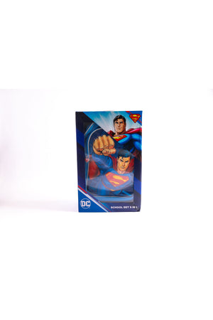 Superman 18" Trolley Bag Set – Includes Lunch Bag, Pencil Case, Water Bottle & Lunch Box – Blue