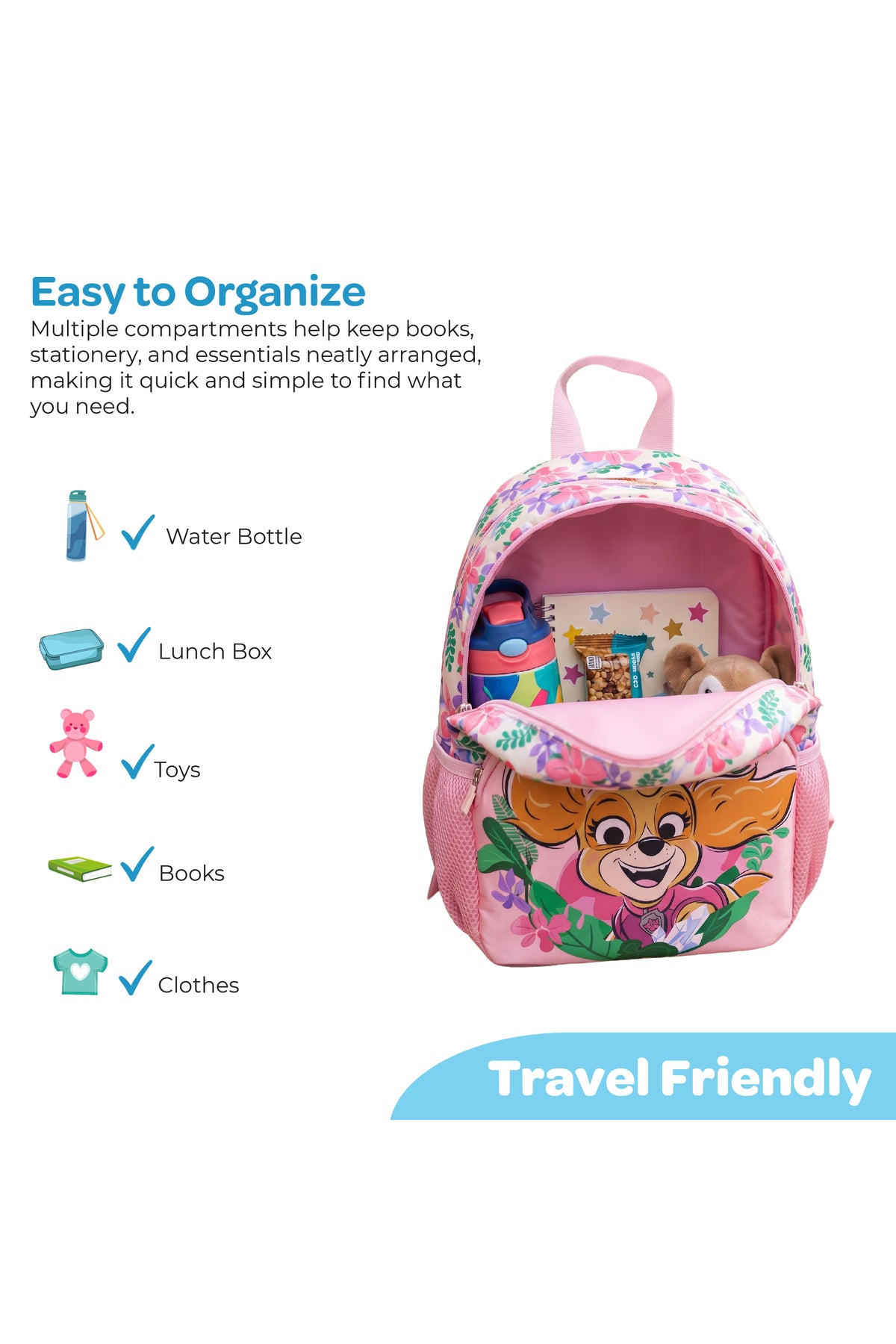 MOON Licensed PAW PATROL 3 in 1 Kids Backpack Set  - (13-Inch) Premium Kids School Bag with Lunch Bag & Pencil Case-Pink