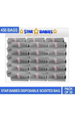 Star Babies - Scented Nappy Bag Pack of 30/450 Bags - Grey