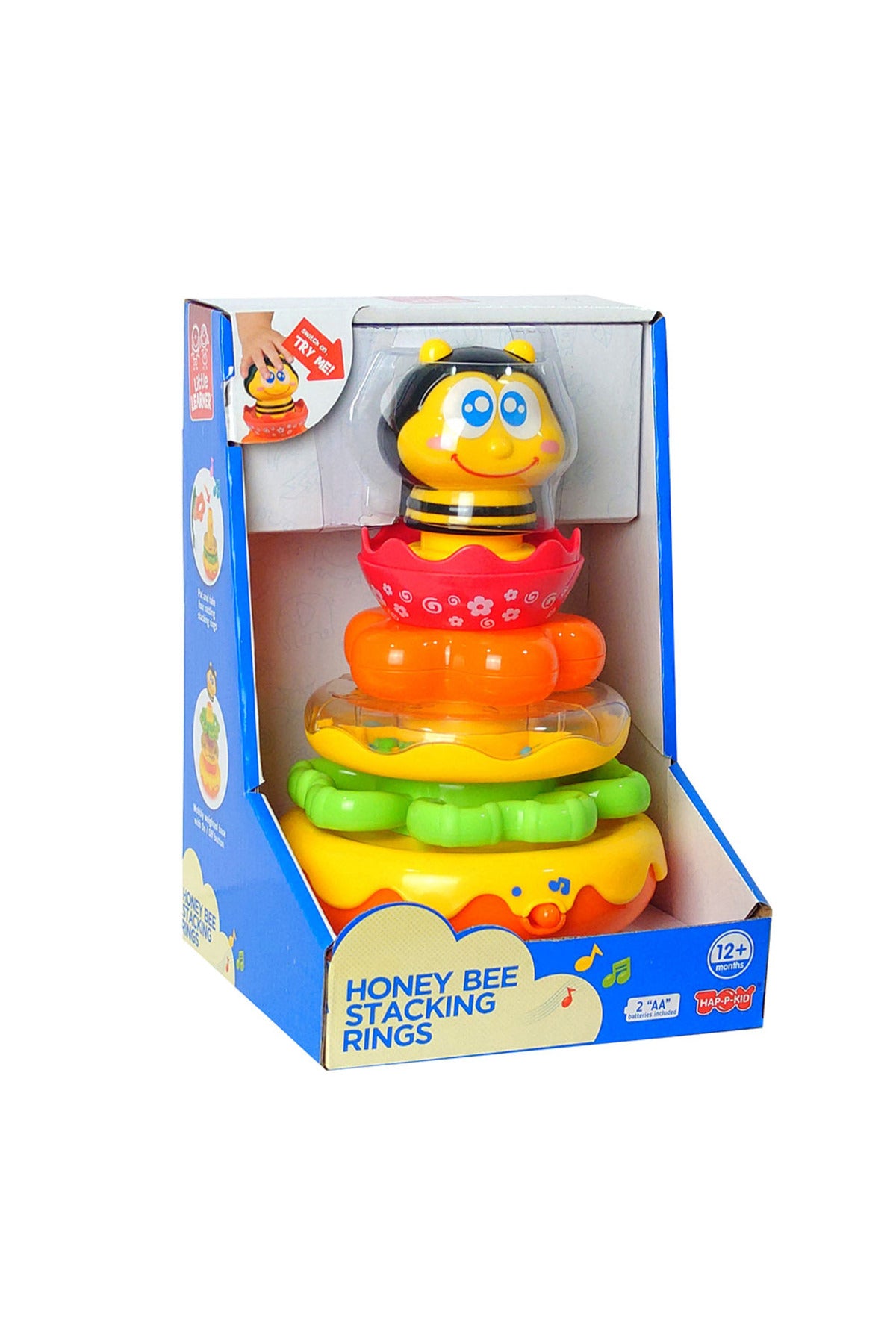 Little Learners Honey Bee Stacking Rings - Electronic Stacking Rings with Wobbly Weighted Base, Rattling Rings, Sing-Along Bee, 12M+