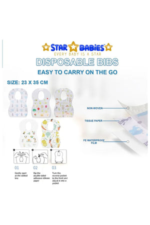 Star Babies - Disposable Changing Mat 5pcs, Bibs 5pcs, Scented Bag With Dispenser - Yellow