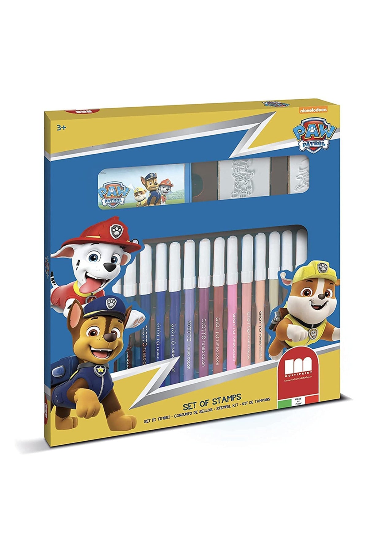 Paw Patrol Felt Tip Pen Set with Stamps & Ink Pad – 18 Washable Coloring Pens for Kids – Official Nickelodeon Stationery Art Set