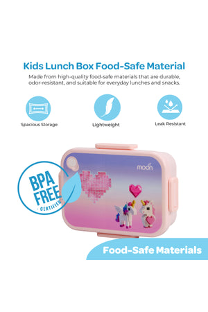 MOON Kids Lunch Box | PP + Stainless Steel Insulated Tiffin Box | Leak-Proof, BPA-Free, Durable School Lunch Box for Boys & Girls | Easy Open Clips | Food Safe Eco-Friendly Kids Meal Box