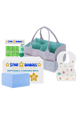 Star Babies - Diaper Bag, Changing Mat, Bibs, Scented Bag with Dispenser