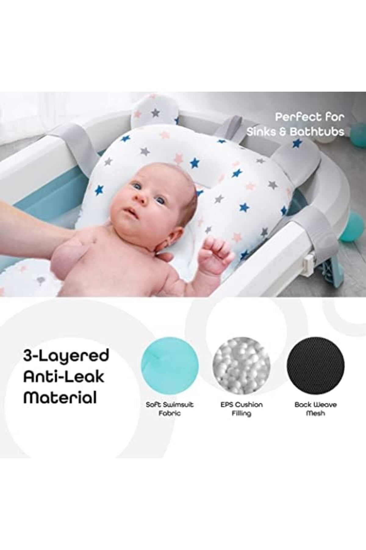 MOON Anti-Slip Baby Bath Pad -Blue