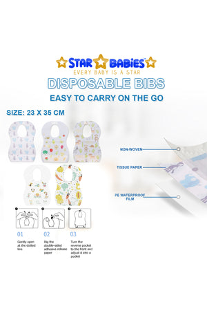 Star Babies 5-Piece Fruits Printed Disposable Bibs