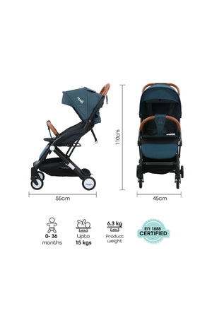 MOON Ritzi - Cabin Stroller - Black/Blue Dots
