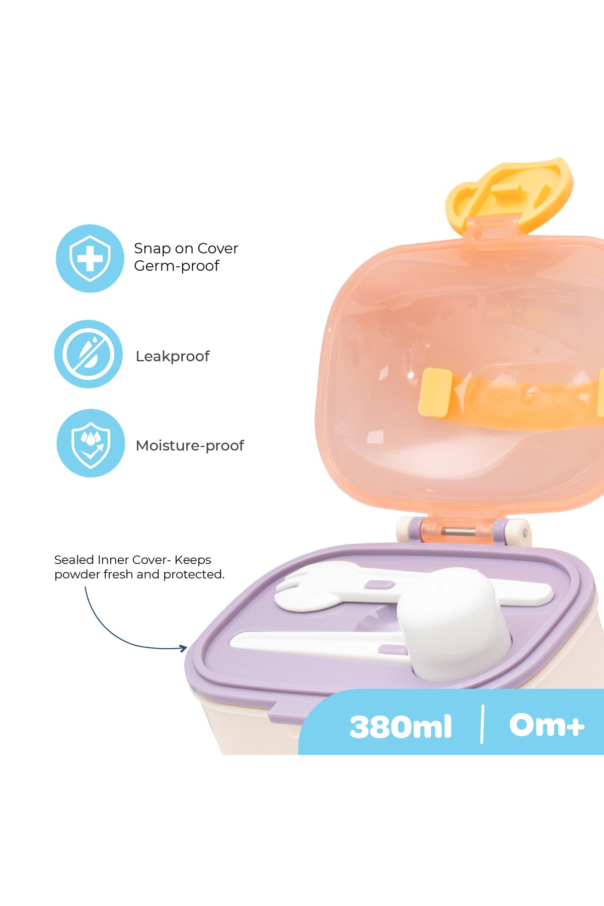 Moon  Baby Milk Powder Storage Box – Portable Formula Dispenser Container with Scoop & Fork--Orange