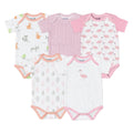 MOON Organic Baby Body Suit Set of 5 for Girls for 6-9 Months - Pink.