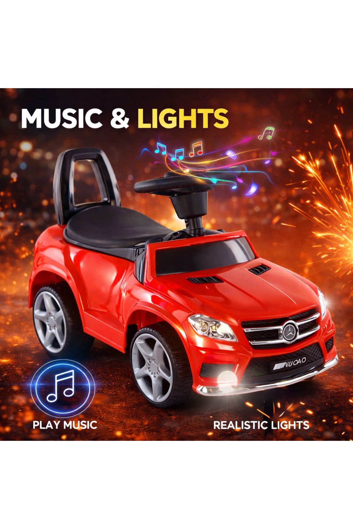 StarMarz Luxury Ride-On Push Car – Premium Foot-to-Floor Baby Car with Steering Wheel, Backrest Support & Smooth Wheels – Indoor/Outdoor Toddler Ride-On Toy (1–4 Years) – Red