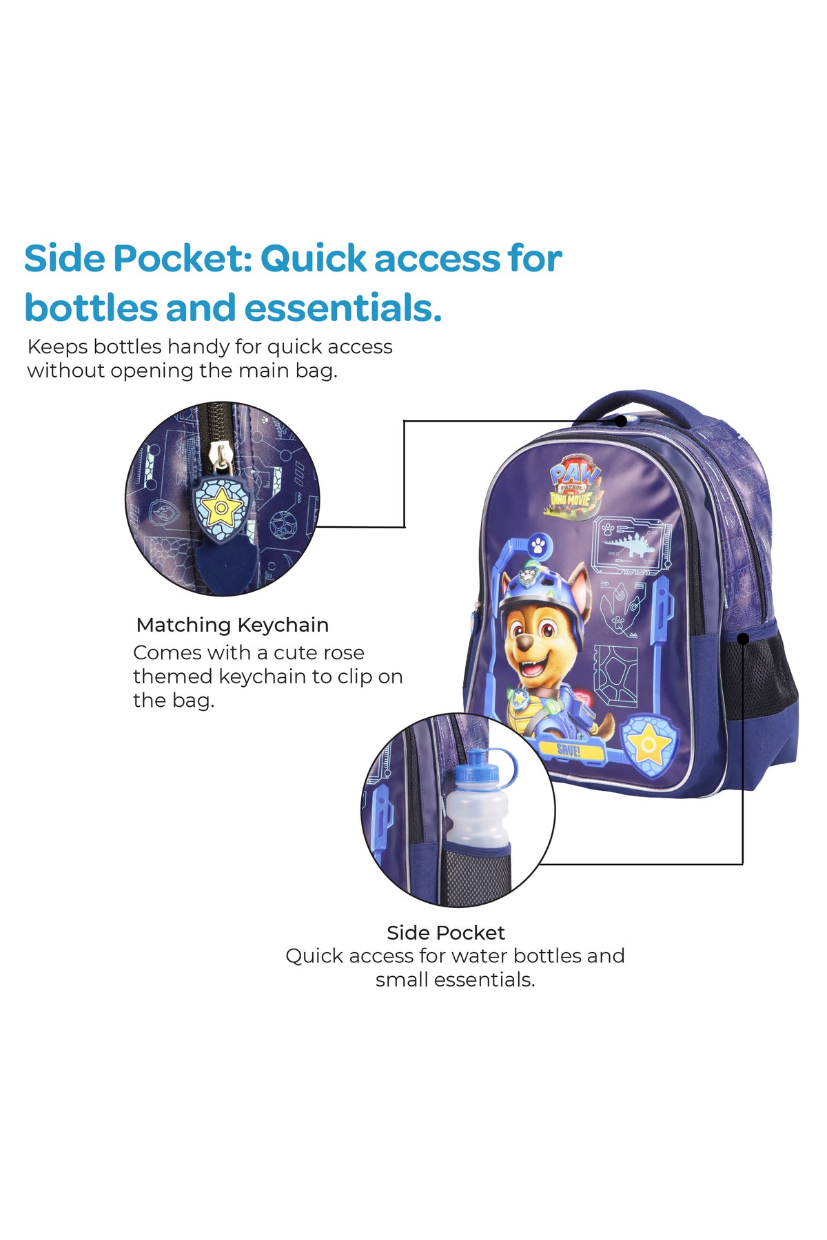 MOON Licensed PAW PATROL 3 in 1 Backpack Set- (16-Inch) Premium Kids School Bag with Lunch Bag & Pencil Case-Blue