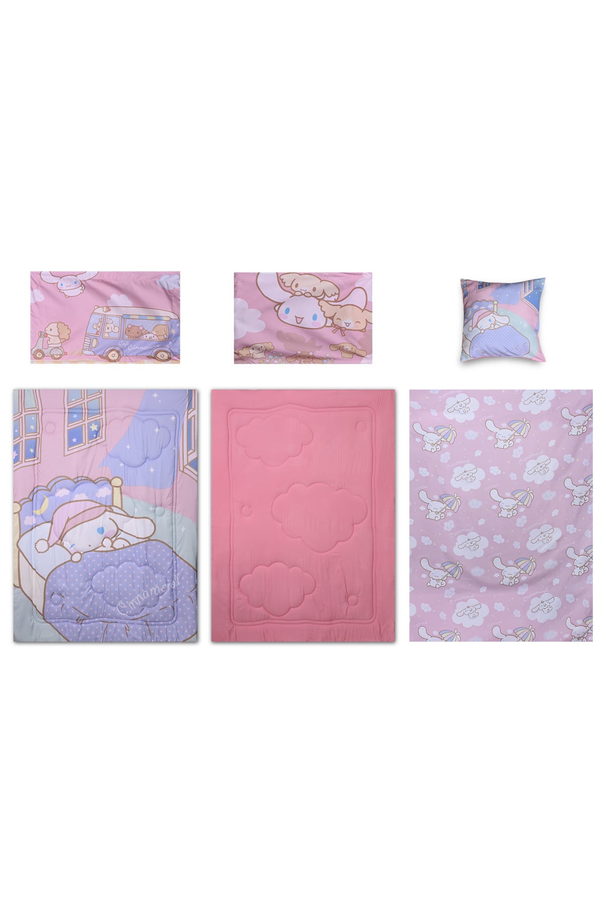 Cinnamoroll 5-In-1 Comforter Set , Brushed Microfiber With Polyester Shell– Multicolor