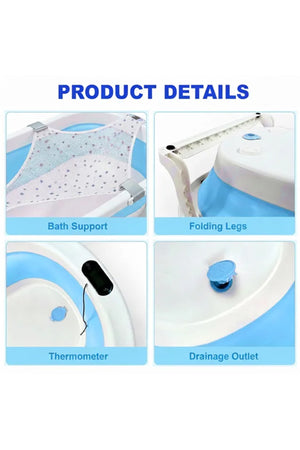 Star Babies - Baby Foldable Bathtub With Thermometer & Bath Seat Support Net, Set - Pink - Pack of 2