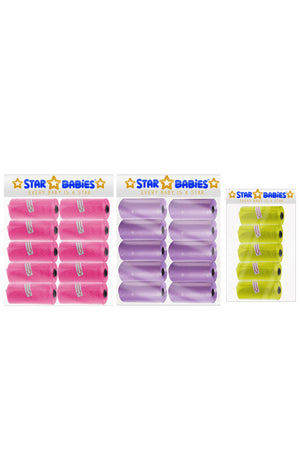 Star Babies - Scented Nappy Bag - Pack of 25/375 Bags - Pink/Lavender/Yellow