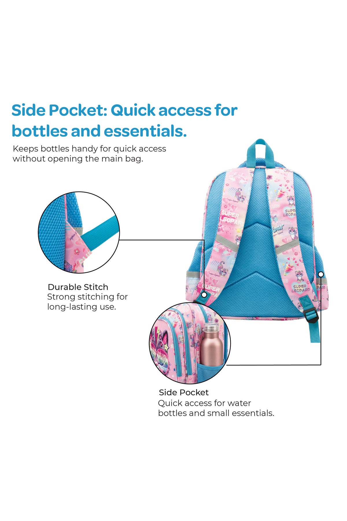 MOON  3 in 1 Kids Backpack  Set   - (16-Inch) Premium Kids School Bag with Lunch Bag & Pencil Case-Cat