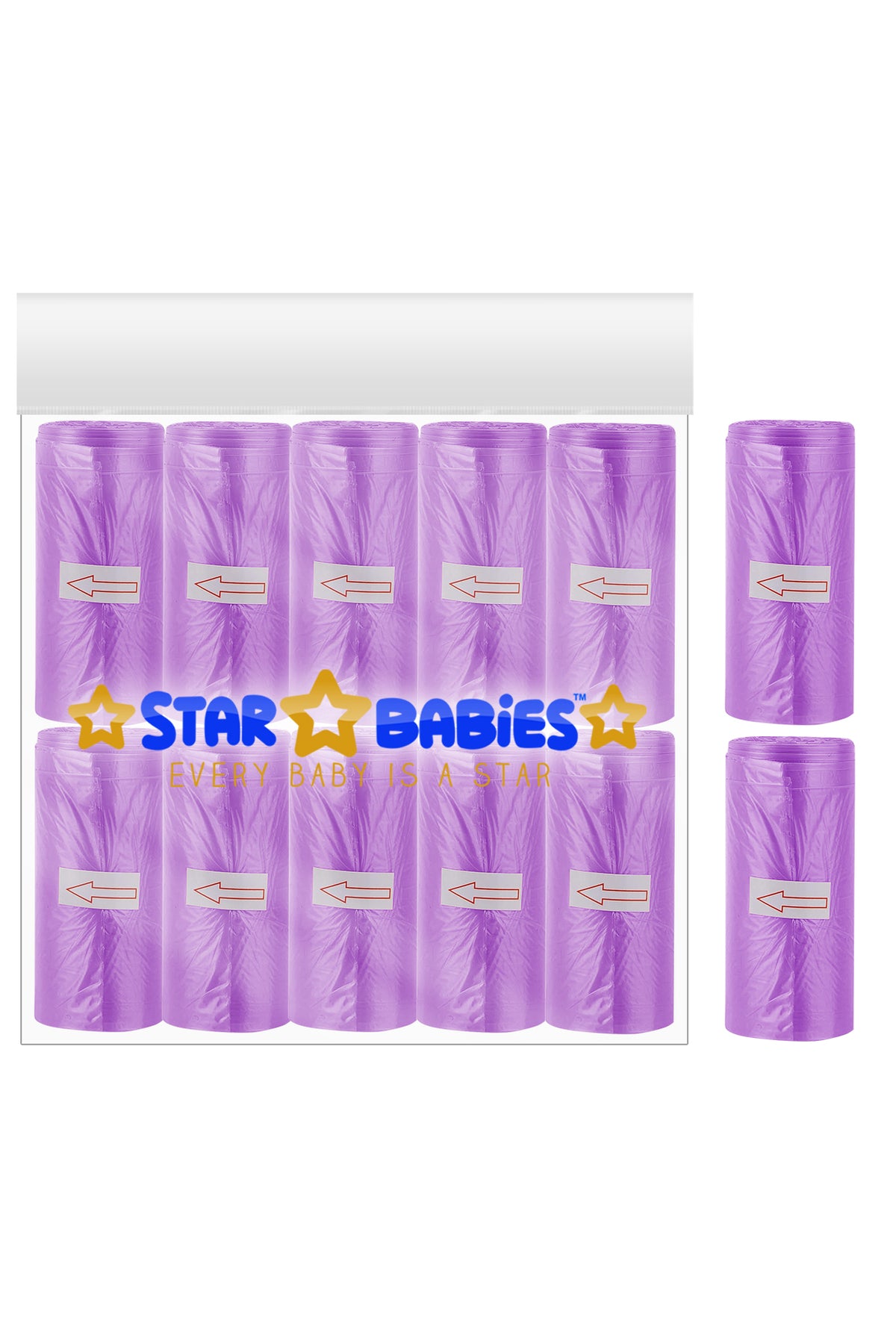 Star Babies - Scented Nappy Bag - Pack Of 12 - 180 Bags - Lavender