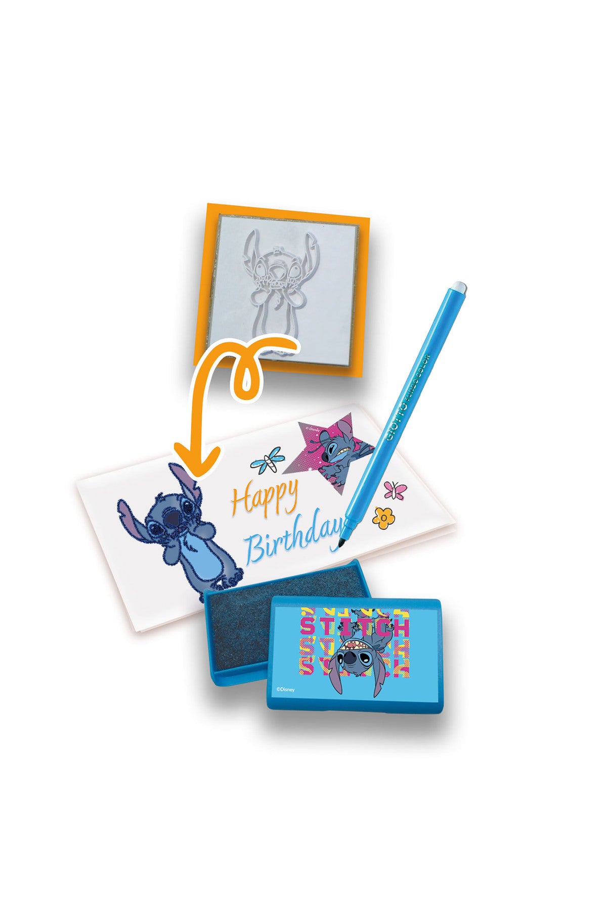Multiprint Stitch Greeting Card Maker Set – 30 Stickers, 20 Greeting Cards, Stamp Pad, 5 Stampers & 10 Markers – 100% Made in Italy