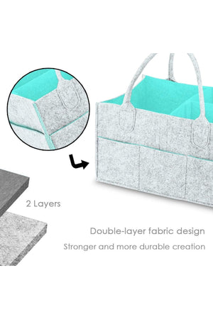 Star Babies - Waterproof Tote Baby Diaper Bags With Caddy Diaper Bag - Grey/Green - Pack Of 2