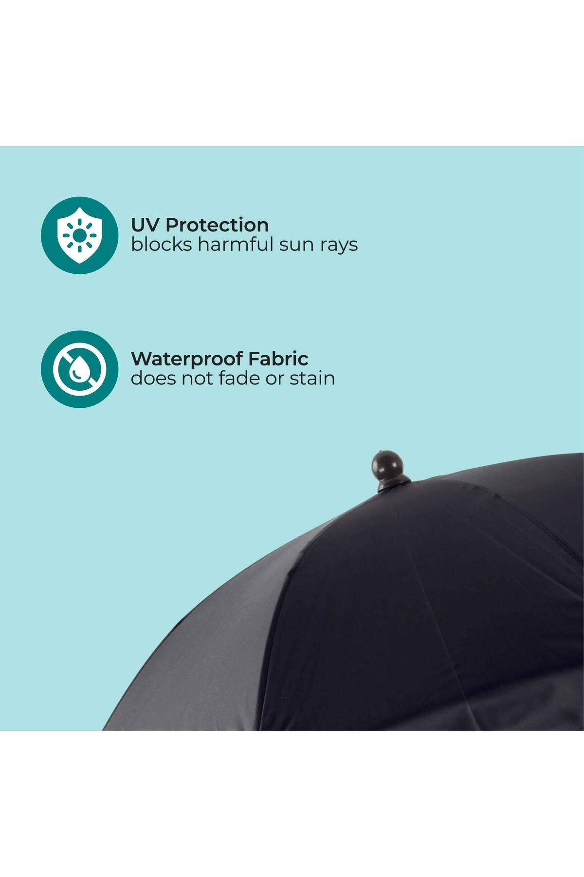 MOON waterproof Baby Stroller Umbrella with 180 Degree adjustable arm- Universal Clip-Black