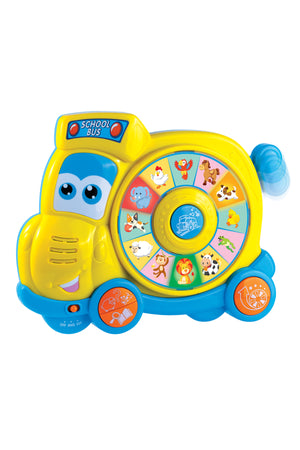 Little Learner Spin ‘N Learn School Bus - Interactive Educational Toy for Toddlers | Learn Animals, Music, Lights, and Sounds - Bilingual (English/Spanish; English/French)
