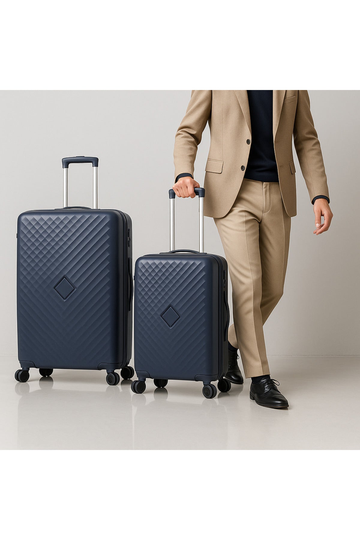 ELITE 3-Piece Hard-Shell Luggage Set (20/24/28) – Lightweight Spinner Suitcase – Dark Blue