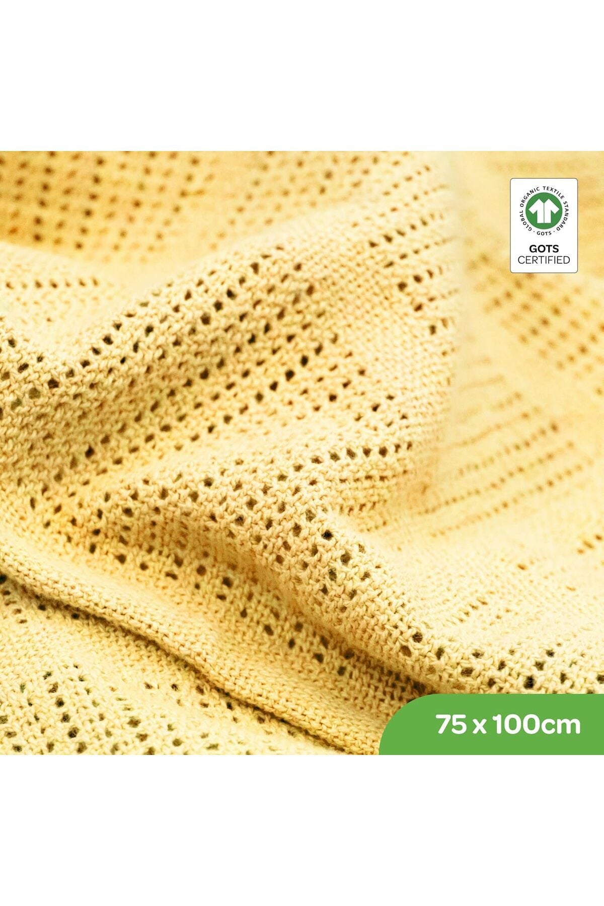 MOON Organic Cellular Blanket 75 X 100 cm – for 0 Months+ -Yellow