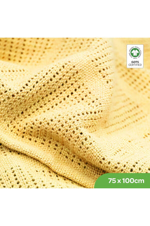 MOON Organic Cellular Blanket 75 X 100 cm – for 0 Months+ -Yellow
