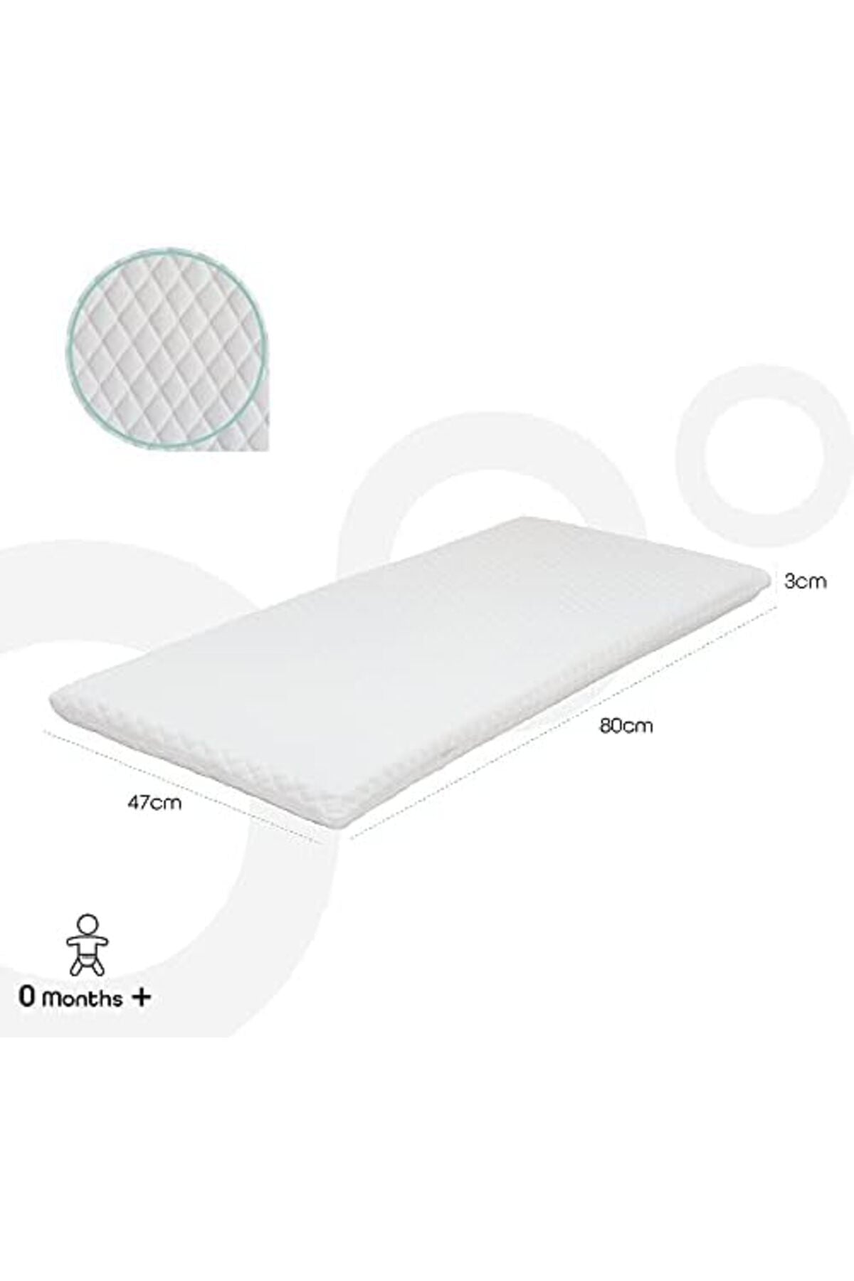MOON  Baby quilted crib mattress - 0m+ ,White