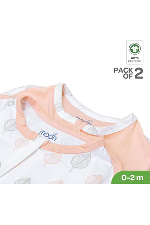 MOON Swaddle Pods with Beanie - Pack of 2, Front Two-Way Zippered -Orange and Forest Print