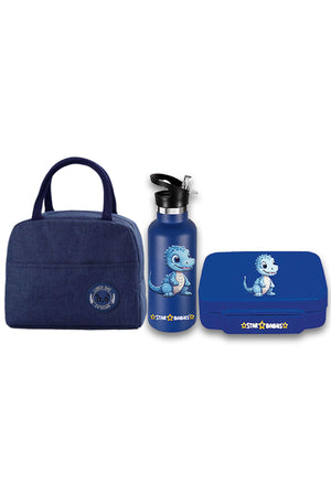 Star Babies- Dino Themed 5 Compartment Lunch box, Mini Lunch Bag 500ml Stainless Steel Water Bottle
