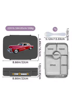Star Babies Insulated Mini Lunch Bag with 5 Compartment Lunch Box and Fork-Spoon Set- Blue