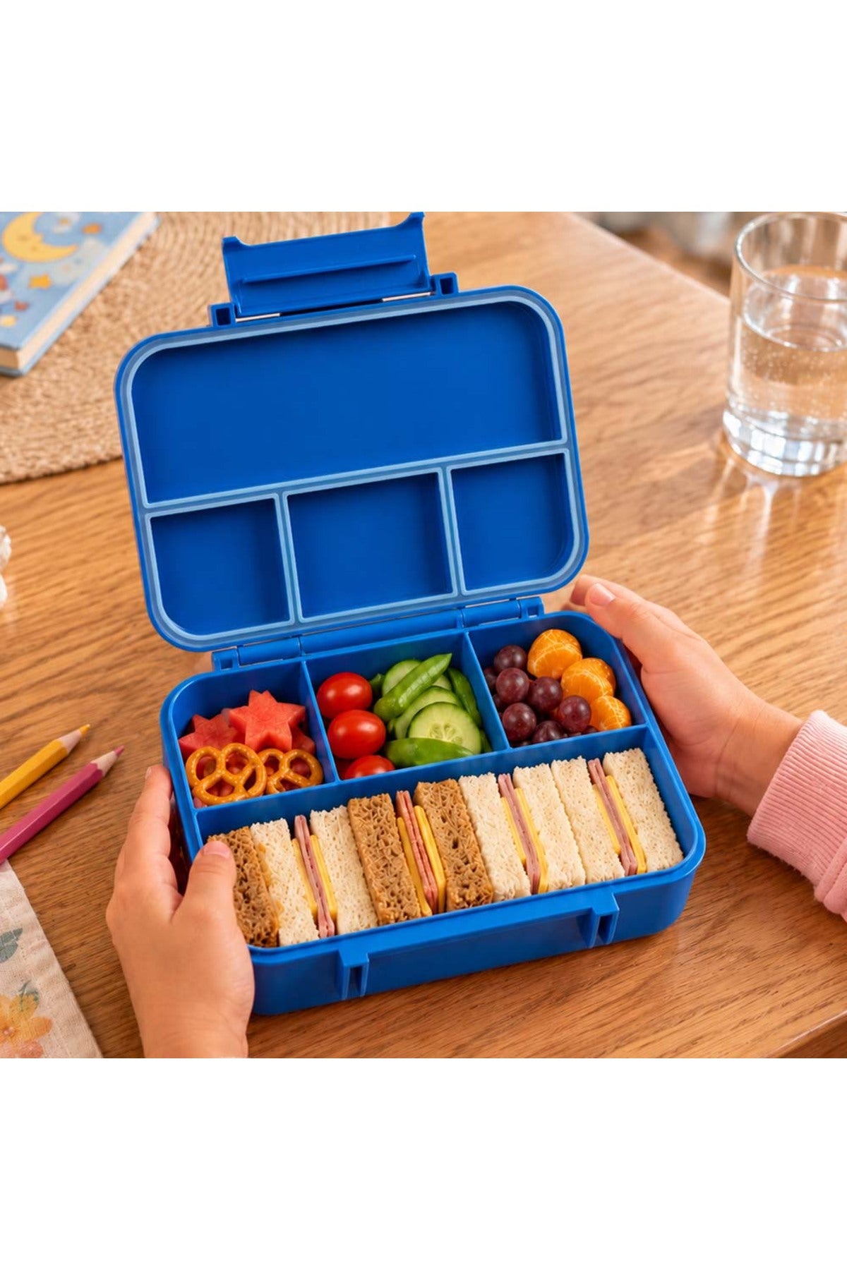 Cocobee Tritan Bento Lunch Box – 4 Compartments, Leakproof & Bpa-Free, Blue