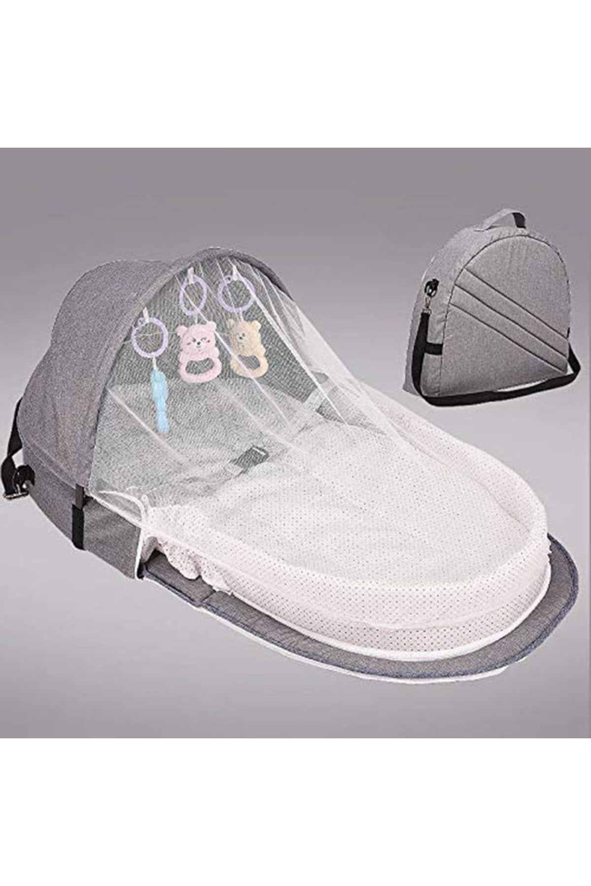 Star Babies - Multi-Function Baby Bed W/ Mosquito Net - Grey