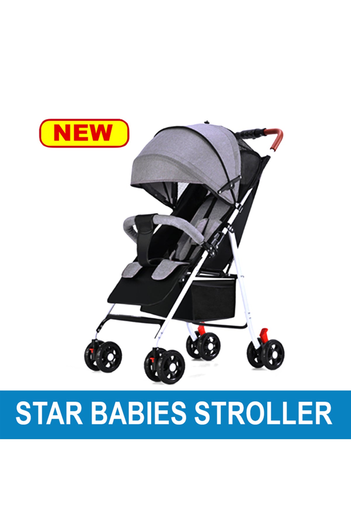 Star Babies - Lightweight Foldable Travel Stroller W/ Storage Basket  & Detachable Bumper