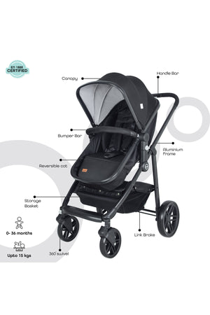 MOON Tres 3 in 1  Travel System -Black