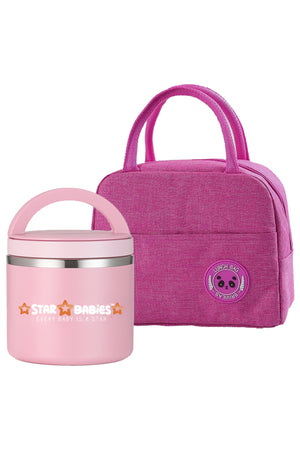 Star Babies - Insulated Mini Lunch Bag With Stainless Steel Food Jar - Pink
